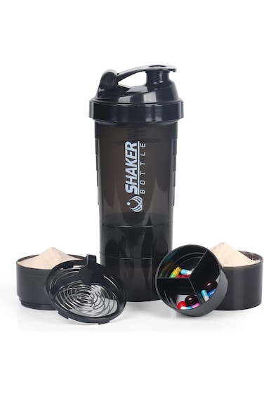 Azonee Shaker Bottle, 16OZ Protein Powder Shake Cup Non-slip Leak Proof Sports Fitness Water Bottle