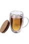 كوب زجاجي مزدوج للشاي والقهوة من ميبرو مع غطاء لحفظ الحرارة 375 مل