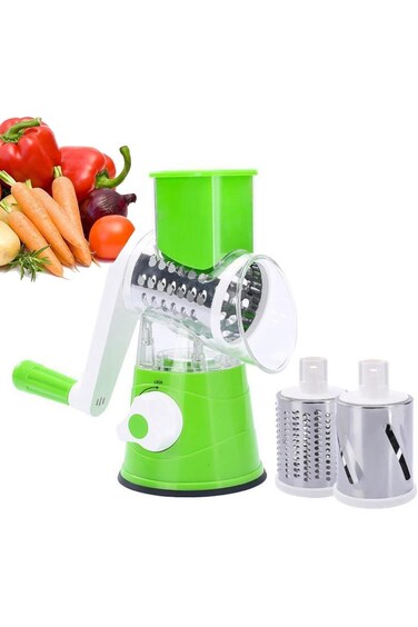Manual Rotary Cheese Grater and Vegetable Slicer with 3 Discs, Vegetable Grater and Manual Grater, Rotary Cheese Grater, Tool