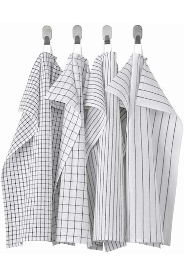 منشفة شاي إيكيا آسيا رينيغ، منقوشة، 45×60 سم، مجموعة من 4 قطع (رمادي غامق)