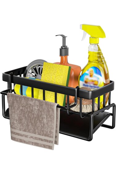 Tazweeq Sponge Holder for Kitchen, Kitchen Sink Caddy, Sink Organizer, Rustproof 304 Stainless Stee
