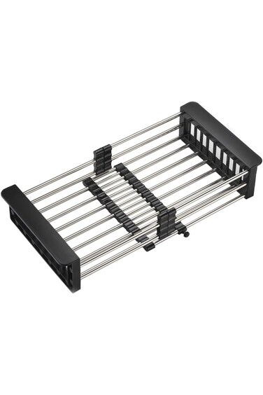 رف تجفيف الأطباق من تازويق، سلة تجفيف قابلة للتعديل من الفولاذ المقاوم للصدأ، صينية تجفيف للأطباق والخضروات