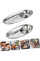 Excefore Stainless Steel Chip and Dip Tray Set, 2 Pcs Oval Sauce Dishes for Snacks, Sushi, and Sala