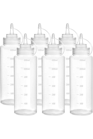 Tazweeq 20 oz Plastic Squeeze Squirt Condiment Bottle, for Ketchup, Salad, Dressing, Mustard, Olive