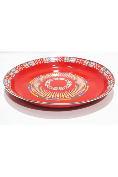 طبق الرماية مطلي بالمينا أحمر - 40 سم