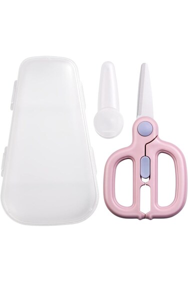 KASTWAVE Baby Food Scissors for Kids with Safety Lock and Case, Toddler Food Cutters and Grinder, P