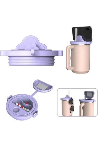 Phone Stand Cup Lid for Stanley, 2 in 1 Cup Lid Phone Holder for 40 OZ Tumbler and Stanley, Silicon
