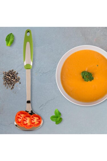 Meadows Soup Laddle, Green/Silver