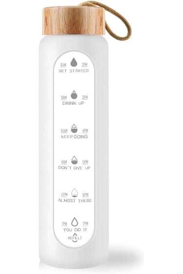 زجاجة مياه زجاجية من أرابيست، سعة 32 أونصة، مصنوعة من زجاج البورسليكات، مزودة بعلامة زمنية، ومقاومة للتسرب، وخالية من مادة BPA