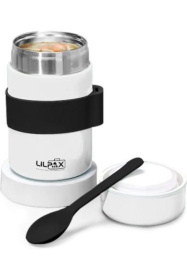 Lilpax Leak-Proof Thermal Lunch Box with Food Spoon - Stainless Steel Food Container for Kids &amp; Adu