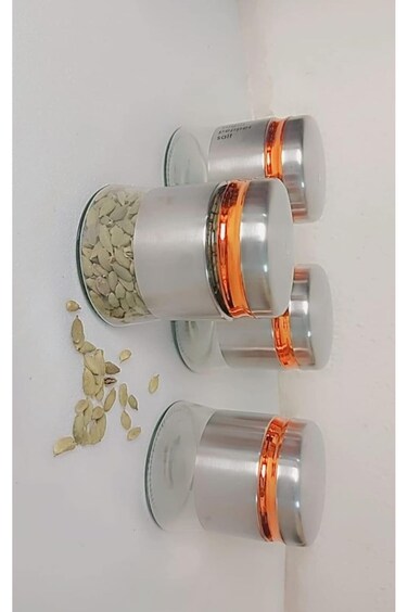 Silver 4 Piece Spice Jars