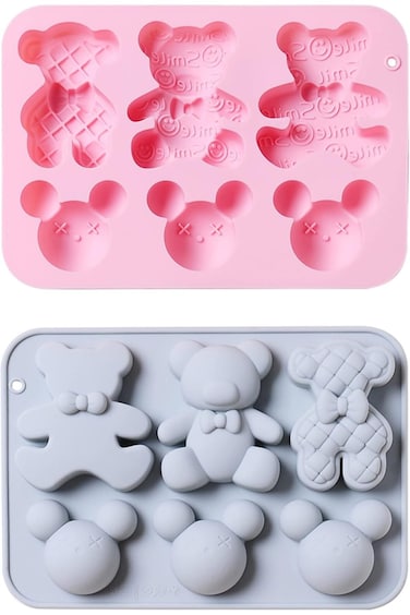 NALACAL 2Pcs Cartoon Bear Silicone Cake Molds, Jello Mold for Kids, DIY Baking Tool for Making Hand
