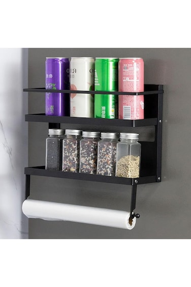 LYLYMYKHH رف توابل مغناطيسي للثلاجة، منظمات المطبخ مع حامل مناشف ورقية للمطبخ