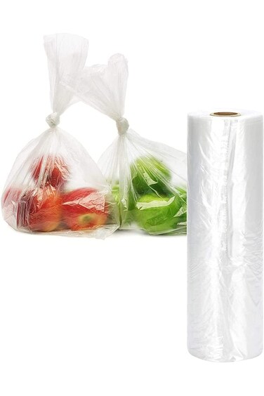 12 × 20 كيس إنتاج بلاستيكي لفة واحدة، أكياس طعام شفافة أكياس بلاستيكية شفافة للطعام والخضروات