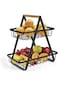 Sikon 2-Tier Countertop Fruit Basket Storage, Vegetable Rack Bread Display Stand for Kitchen, Black