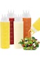 MAKINGTEC 4Pack 3 Hole Squeeze Bottles, 23 oz Plastic Condiment Containers for Salad Dressing, Sauc