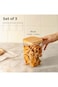 Praknu Glass Storage Jars with Lid - Set of 3 Square Jars - Airtight Bamboo Lids - 6 Seals - 1L - D