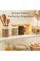 Praknu Glass Storage Jars with Lid - Set of 3 Square Jars - Airtight Bamboo Lids - 6 Seals - 1L - D