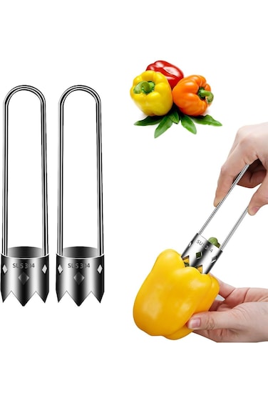 أداة حفر الفاكهة والخضروات من ون ناين، قطعتان من الفولاذ المقاوم للصدأ، أداة حفر الخيار والكوسة، أداة حفر الفلفل، أداة إزالة البذور