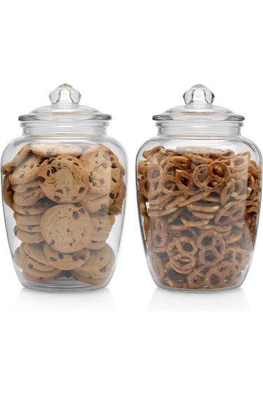 Marbelous Glass Jars with Airtight Lid - Set of 2 Large Apothecary Jar - 2 pc Glass Jar Set &ndash; Canis