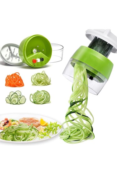 قطاعة الخضار الحلزونية من فوين، 4 في 1 قطاعة خضراوات حلزونية شديدة التحمل، سميكة ورقيقة شديدة التحمل