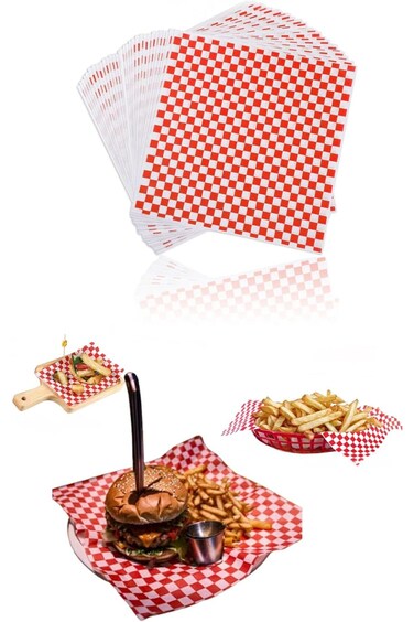 ورق شمعي من سويت سيفين 12×12 بوصة - ورق تغليف ديلي مربع للسندويشات والبرجر - أحمر F