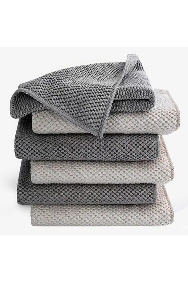 ALMEKAQUZ 6Pcs Barista Towels, 3Pcs Grey Towels and 3Pcs Beige Towels, Coffee Cleaning Accessories