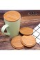 KASTWAVE Bamboo Cup Cover, Wooden Cup Lid Wooden Tea Glass Cup Cover Coffee Mug Cup Lid Drink Cup C