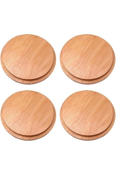 KASTWAVE Bamboo Cup Cover, Wooden Cup Lid Wooden Tea Glass Cup Cover Coffee Mug Cup Lid Drink Cup C