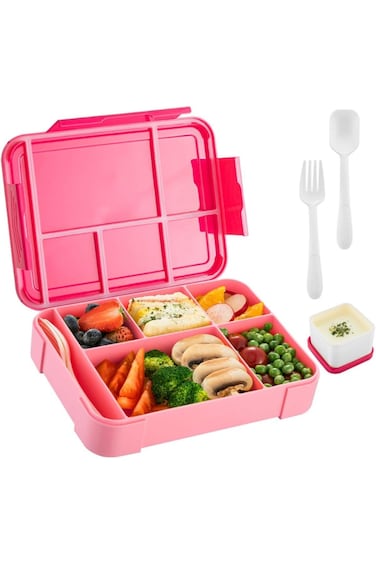 PAHOO Bento Box for Adult Kids, Stylish Teens Adult Lunch Box Containers With 5 Compartments, Sauce