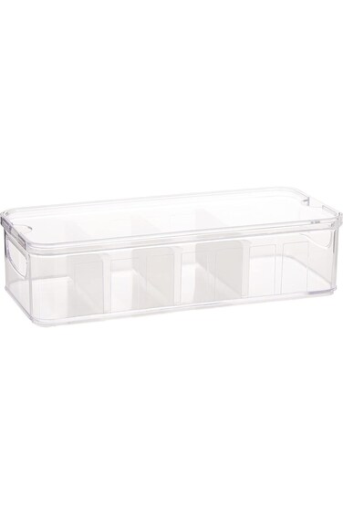 ORGANiZERS Food Storage Container With Handle - Kitchen Storage Box Divided into 4 with Lid Compart