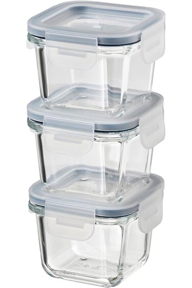 Glass Food Storage Container with Lid, Square, 180 ml