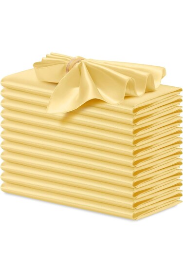 12Pcs Gold Satin Napkins, Table Napkins Cloth for Banquet Party