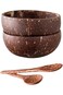 Paporich 2 Set Natural Coconut Bowls and Wooden Spoons,Reusable Coconut Shell Bowls, Ideal for Smoo