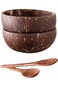 Paporich 2 Set Natural Coconut Bowls and Wooden Spoons,Reusable Coconut Shell Bowls, Ideal for Smoo