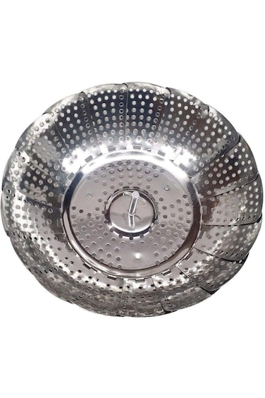 Folding Stainless Steel Vegetable Steamer Basket, Silver