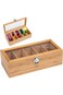 Tea Box Organizer, Premium Bamboo Tea Bag Storage Box with 5 Compartments,Tea Chest Tea Organizer C