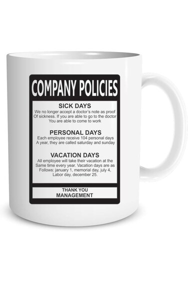 كوب سياسات شركة Funnwear - فكرة هدية للموظفين وزملاء العمل والمدير، أكواب قهوة سيراميك سعة 11 أونصة -