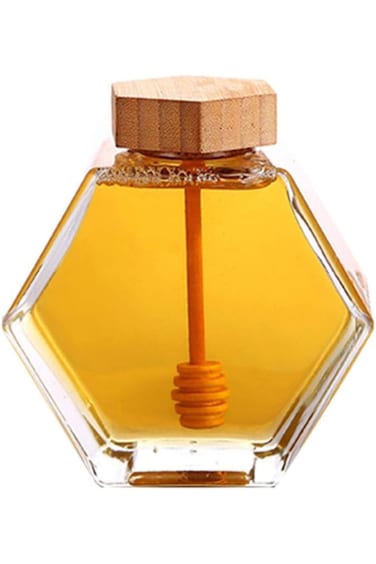 Oasisgalore Glass Honey Jar 380ml Clear Beehive Honey Jar Sealing Honey Storage Pot Syrup Jam Liqui