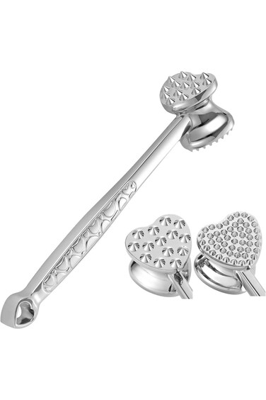 مطرقة KASTWAVE متعددة الوظائف من الفولاذ المقاوم للصدأ لتطرية اللحوم، طراز صلب مزدوج الجوانب مع عدم وجود