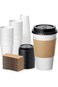 Fit Meal Prep [50 Pack] 16 oz Hot Beverage Disposable White Paper Coffee Cup with Black Dome Lid an