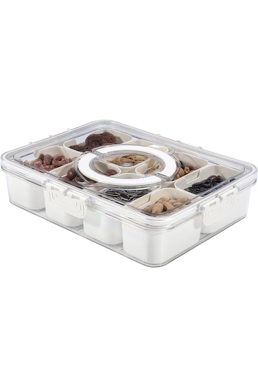 Paporich Snackle Box Charcuterie Container, Divided Serving Tray with Lid and Handle, Portable Snac