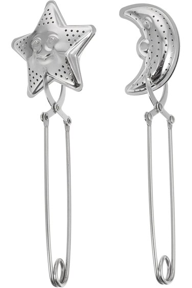 KASTWAVE Tea Infuser Strainer, 2 Pcs Moon Star Shape Mesh Tea Ball, Stainless Steel Tea Strainer wi