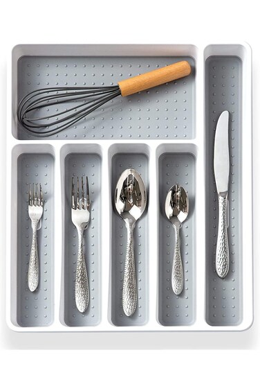 Silverware Drawer Organizer Tray,Kitchen Drawer Organizer, Premium 6 Slots Silverware Tray for Draw
