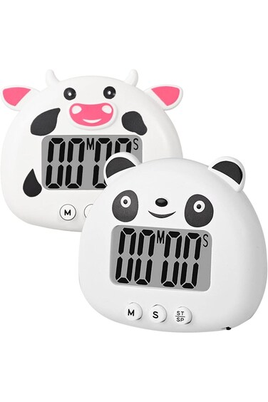 SYOSI 2 Pieces Cartoon Animal Digital Timers Small Digital Kitchen Timers Countdown Timers with Mag