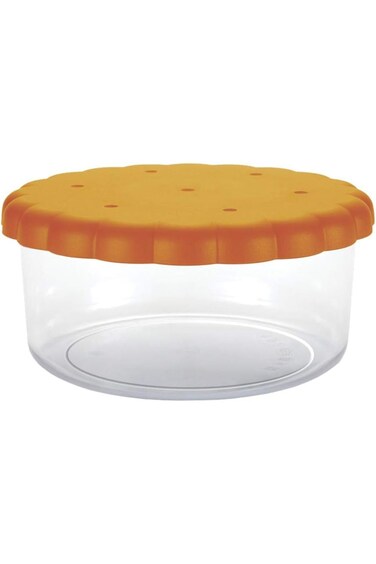 Snips 1.8 Liter Round Biscuit Saver, Transparent, Orange, Plastic Material