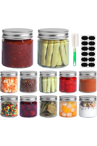 8oz/250ml Wide Mouth Mason Jars [12 Pack], Glass Canning Jars With Metal Airtight Lids for Canning,
