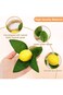 Napkin Rings,6pcs Lemon Round Napkin Holders with Faux Lemon Vine Leaf for Dinner and Parties