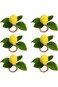 Napkin Rings,6pcs Lemon Round Napkin Holders with Faux Lemon Vine Leaf for Dinner and Parties