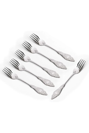 SOLETER Stainless Steel Dinner Fork With Mirror Polish   6 Pieces Fruit Forks   Dessert Pastry Sala